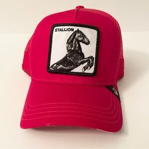 Goorin Bros The Farm Stallion Trucker Hat Pink Magenta Snapback Mesh Cap